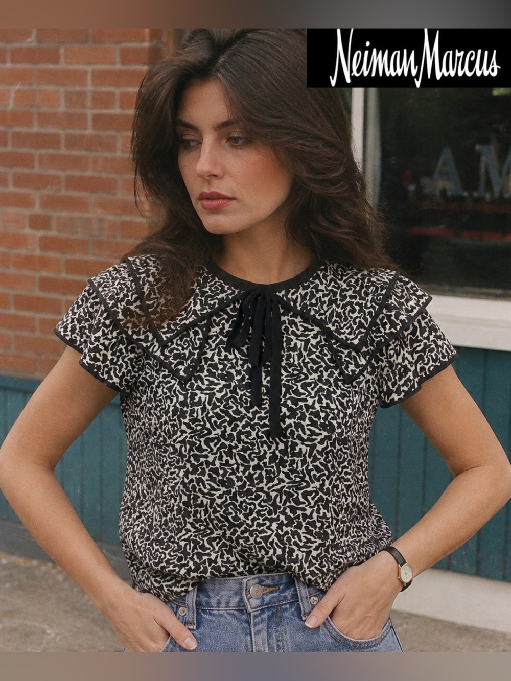 Vintage Neiman Marcus 100% Silk Abstract Print Blouse Size 8